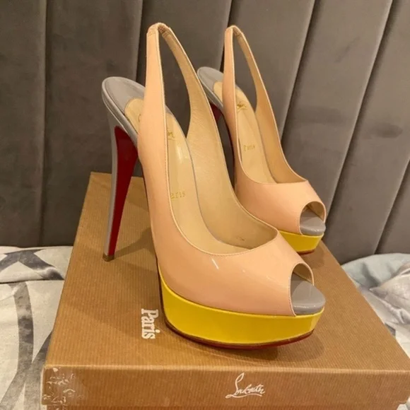 Christian Louboutin Peep Toe Slingback Heels-37.5 - Picture 7 of 9
